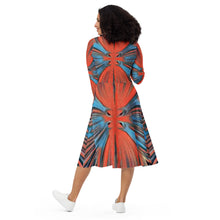 Muat gambar ke penampil Galeri, All-over print long sleeve midi dress